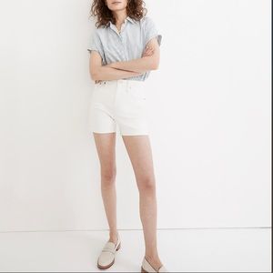 Madewell high-rise denim shorts in tile white